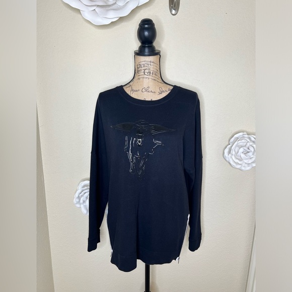 NTM: PINK Victorias Secret Texas Tech Black Sweatshirt with Masked Rider Size M - Picture 1 of 15